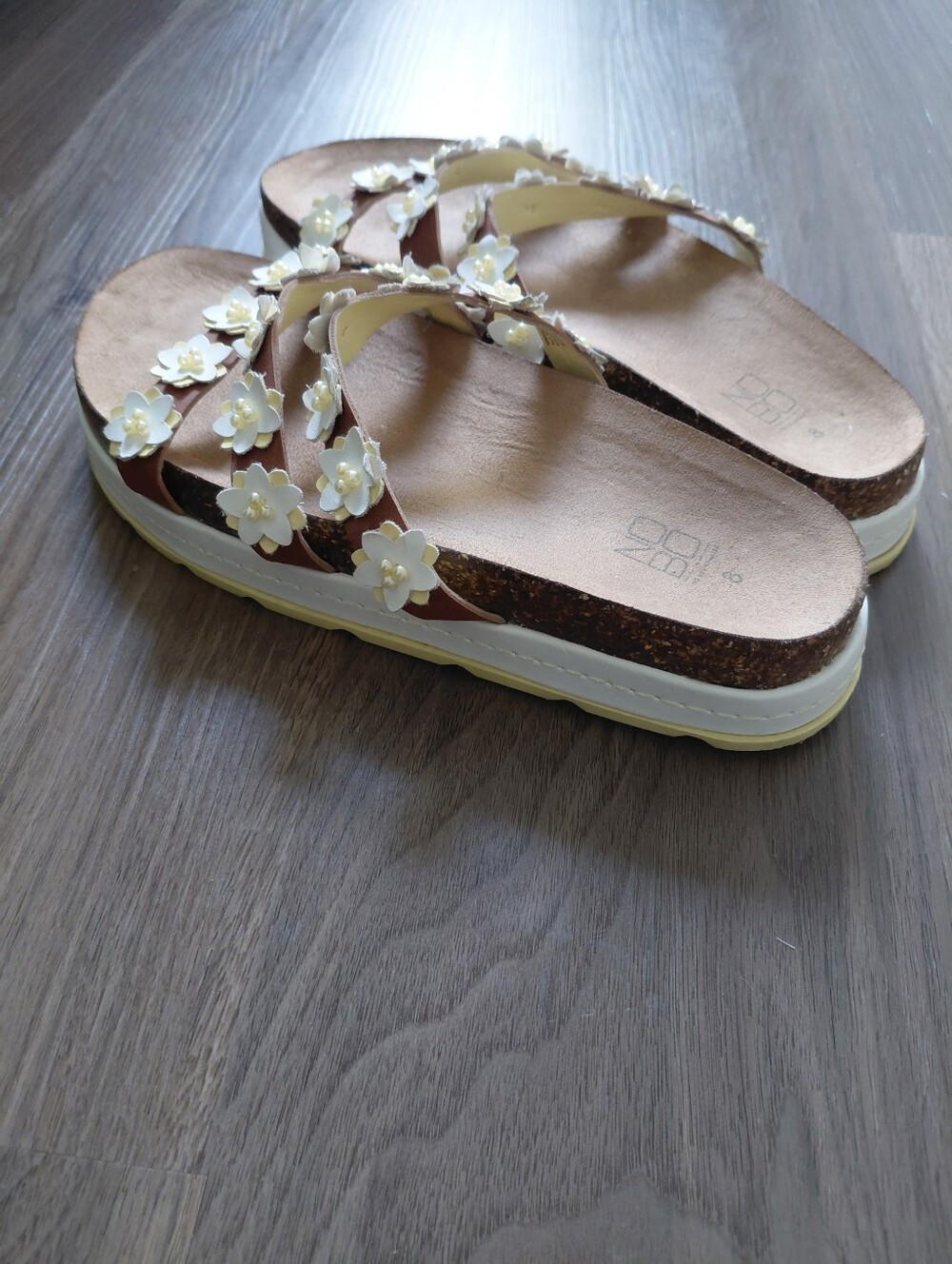 Floral White Strappy Slide Sandals - Women - Picture 7 of 9